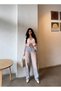 Women's pale effect vintage loose fit wide leg baggy jean pants - 3