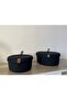 Black Double Lid Basket Set, Cotton Basket Set, Decorative Basket Set, Wicker Basket Set, Cotton Basket - 3