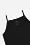 Girl's Rope Strap Undershirt Black 3-Piece 100% Cotton Rib Soft and Flexible Fabric - 3