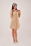 Long Sleeve Camel Tunic Shirt Dress - 2