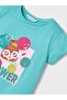 Girl's Printed Sleeveless T-Shirt Turquoise 3090 - 3