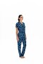 Women's Navy Blue Pajama Set - 20084 - 3
