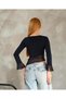 Women's Sandy Asymmetric Bell Sleeve Tulle Paneled Blouse - 4