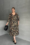 Plus Size Half Sleeve V Neck Belt Detail Leopard Print Dress 100-92