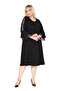 Women's Black Lace-Detail Plus Size Flared Sleeve Evening Dress - 5
