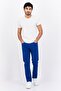 Men Regular Fit Solid Chino Pants, Blue - 5