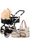 Teknum 3 in 1 Pram Stroller and Diaper Bag Bundle-Khaki - 3