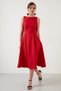 Crew Neck Regular Fit Pocketed Pleated Midi Dress DRESS 6051963 - 3