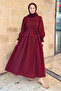 Burgundy Francois Lined Dress with Belt - 7