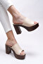 Jislantha Women's Heeled Slippers 0012763 Beige - 3