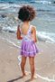 Purple Batik Patterned Girl's Skirted Swimsuit - 5