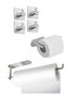Stainless Steel Adhesive Paper Towel Holder - Toilet Roll Holder - 4 Pieces Hanger Set Inox