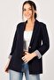 Women's Dark Navy Inner-Sleeve Striped Single-Button Jacket ARM-22K001122 - 6