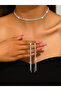 2 Rows Stylish Zircon Stone Waterway Silver Necklace Earring Set - 2