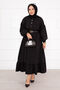 Ribbed Detailed Skirted Hijab Suit Black - 3