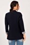 Women's Dark Navy Inner-Sleeve Striped Single-Button Jacket ARM-22K001122 - 7