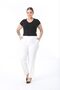 Women's Plus Size White Waist Full Rubber Pocket Fabric Pants 65N38733 - 3