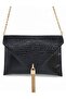 Black Patent Leather Drop Pattern Chain Strap Women's Portfolio & Clutch Bag (29 X 19 cm) - 2