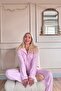 Pink Dublin Front Button Long Sleeve Women's Pajamas Set - 4