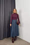 Blue High Waist Pleated Bell Model Denim Skirt