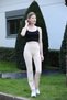Women's Ecru Wide Leg Leggings High Waist Recovery Wide Elastic Non-Slip Belt Detailed105101 - 4