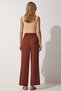 Wide Leg Masculine Woven Trousers Brown Lhg0001 - 3