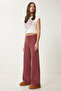 Wide Leg Comfortable Soft Pants Bordo Lub0073