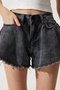 Tasseled Mini Denim Shorts Anthracite Lhe0001 - 4