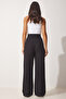 Velcro Closure Draped Linen Trousers Black Lbv0002 - 6