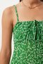 Floral Print Slit Summer Knitted Dress Green White Lci0003 - 5