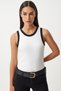 Sleeveless Contrast T-Shirt White Lnj0002