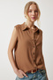 Sleeveless Viscose Shirt Medium Brown Lto0009 - 2