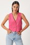 V-Neck Linen Vest Dark Pink Lkt0003