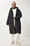 Hooded Oversize Long Puffer Coat Black Lnt0001 - 2