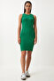 Ribbed Summer Mini Knitted Dress Live Green Lff0010 - 2