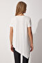 Asymmetric Knitted T-Shirt Ekru Len0005 - 5
