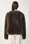Faux Fur Jacket Dark Khaki Lfn0071 - 8