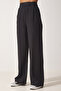 Velcro Closure Draped Linen Trousers Black Lbv0002 - 5