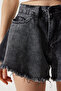Tasseled Mini Denim Shorts Anthracite Lhe0001 - 5
