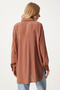 Oversize Long Linen Ayrobin Shirt Brown Lto0015 - 5