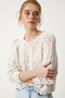Cream Openwork Seasonal Knitwear Blouse - Lmw0001 - 2