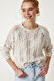 Cream Openwork Seasonal Knitwear Blouse - Lmw0001 - 3