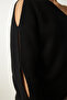 Window Detailed Single Sleeve Knitwear Sweater Black Lpf0035 - 4