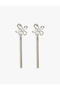 Stone and Pearl Detailed Steel Mixed Chain Flower Earrings