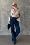 Beige Striped Oversize Women's Shirt Mg2327 - 2
