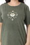 Women's Plus Size Khaki Cotton Fabric Lacquer Printed Crew Neck Short Sleeve Blouse 65N38755 - 5
