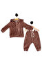 Special Textured Velvet Hooded 2-Piece Baby Set - 2