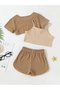 Girl's Printed T-Shirt Strap Crop Shorts Set - 2