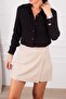 Women's Black Patterned Long Sleeve Shirt ARM-24K001023