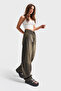 Women's Khaki Denim Color Juniper 4S5-86 Skater Fit Loose Cut 100% Koton Mid Waist Denim Jean - 6